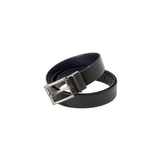 Antony Morato Black Leather Regular Belt with metal buckle, stylish and versatile men's accessory for any occasion.