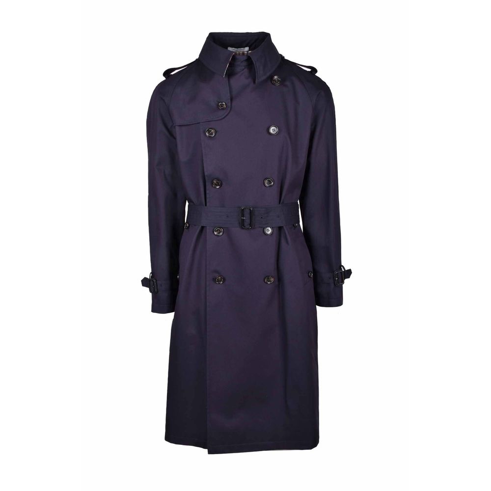 Aquascutum Blue Cotton Men's Trench Coat