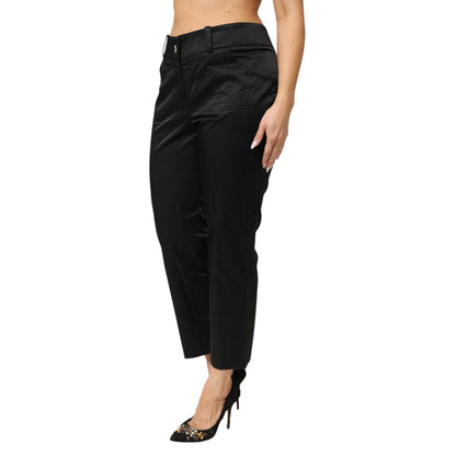 BENCIVENGA Black Cotton Blend Cropped Straight Leg Pants