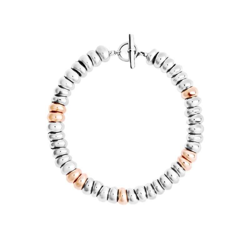 BRACCIALI DODO MOD. DBC4002RONDE00RAGL stylish silver and gold beaded bracelet