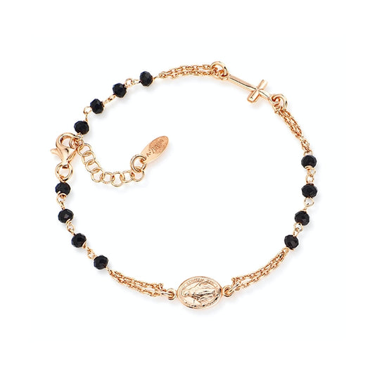 AMEN JEWELRY Mod. BRORN3 silver bracelet, made in Italy, elegantly designed with black beads and official packaging.