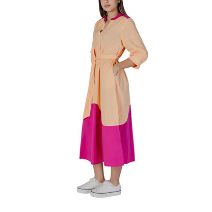 B.Young Orange Cotton Long Dress
