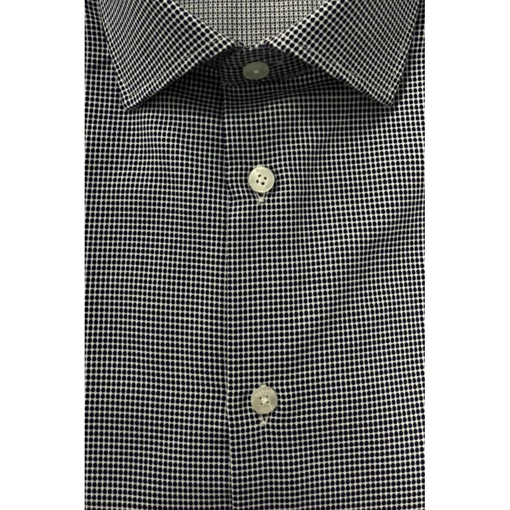 Baldinini Trend Blue Cotton Men Shirt with French collar and buttoned cuffs