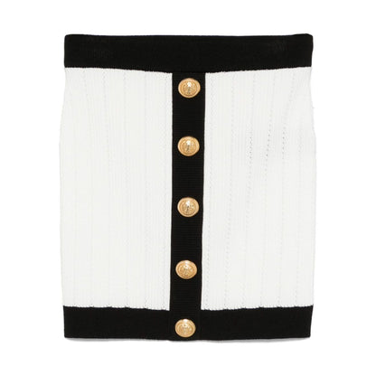 Balmain Button-embellished ribbed-knit mini skirt Skirts
