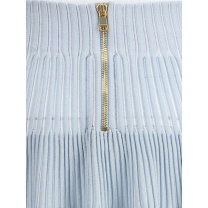 Balmain Light Blue Viscose Mini Skirt