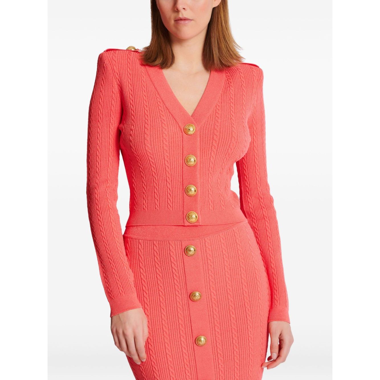 Balmain Long-sleeved twisted knit cardigan