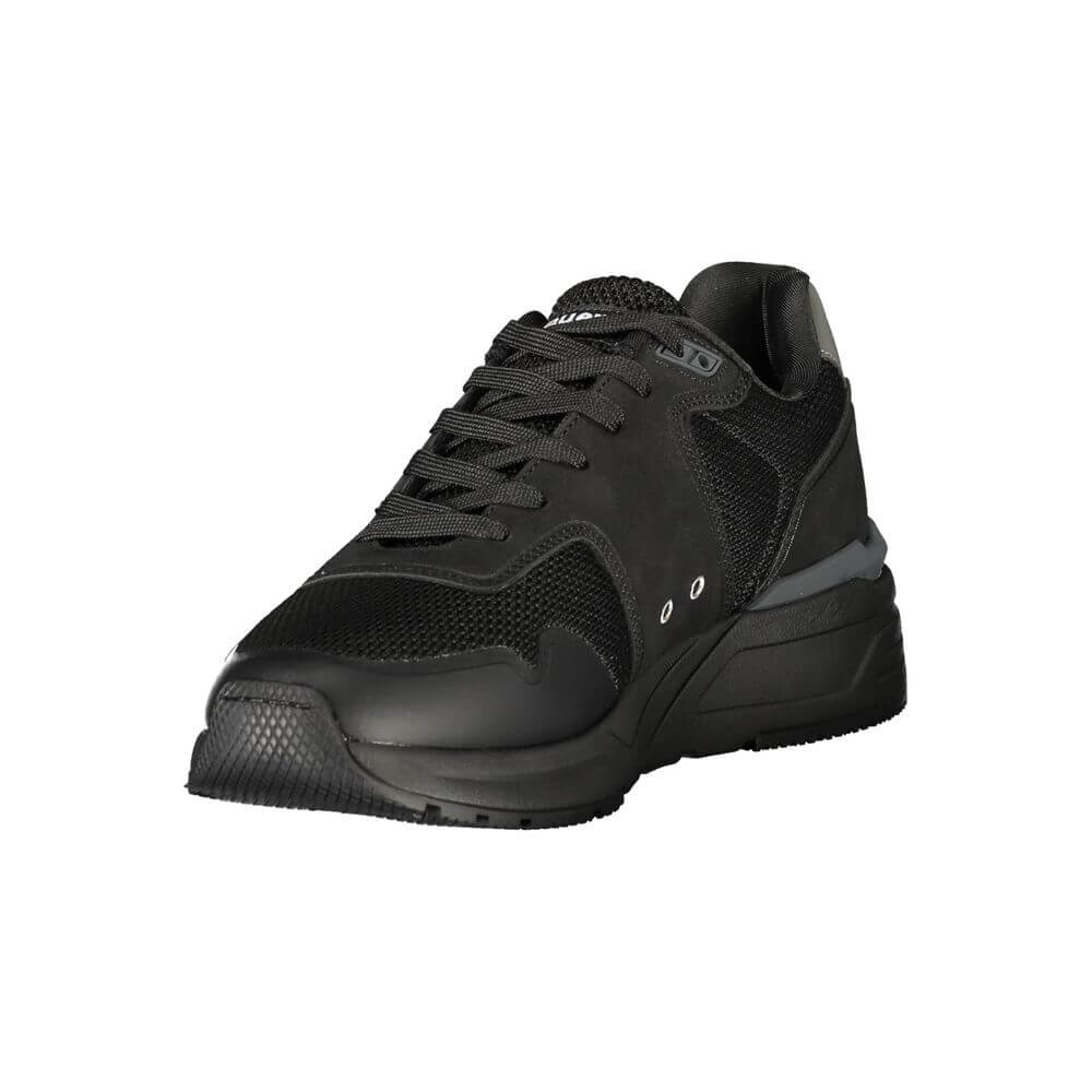 Blauer Black Polyester Mens Sneaker with lace-up design and bold logo for style and comfort