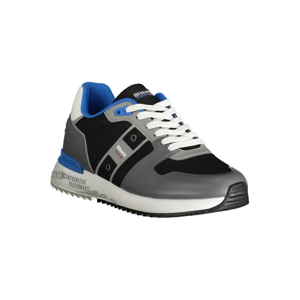 Blauer Gray Polyester Sneaker, sports footwear with laces, contrast details, print, logo, ideal for active lifestyle.