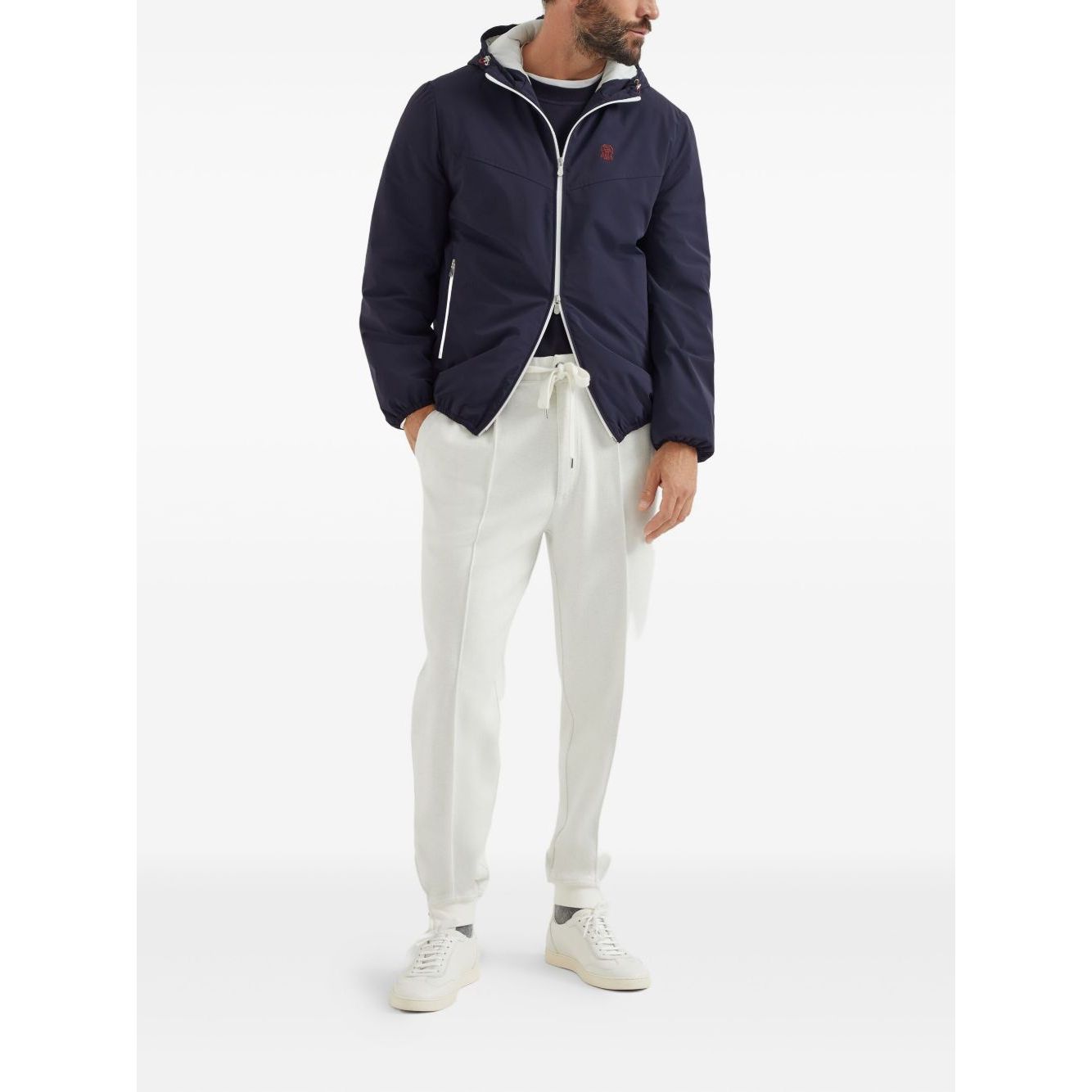 Brunello Cucinelli Bonded nylon hooded vest with Thermore padding and logo