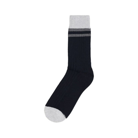 Brunello Cucinelli Cotton Socks with ribbed design in black, offering comfort and style for SS25, made in Italy, 100% cotton.