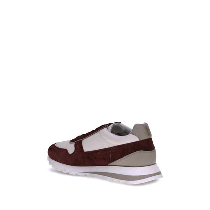 Brunello Cucinelli Multicolor Calf Leather Bos Taurus Platform Sneakers with suede detailing and logoed heel, AW25 fashion.