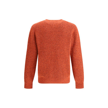 Brunello Cucinelli Orange Alpaca Vicugna Pacos Sweatshirt, elegant and warm garment, ribbed design, mélange pattern, autumn-winter fashion