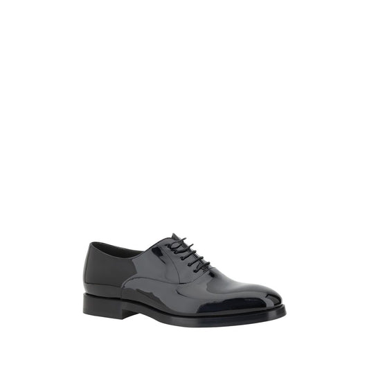 Brunello Cucinelli Patent leather Laced Shoes with elongated toe and block heel, showcasing refined elegance and quality craftsmanship.