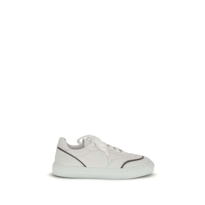 Brunello Cucinelli White Calf Leather Bos Taurus Low Top Sneakers