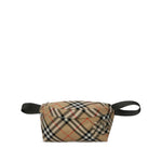 Burberry Vintage check belt bag in archival beige with a vintage check pattern, front zip, and adjustable strap, featuring equestrian motif.