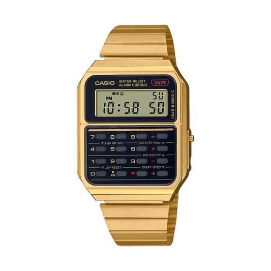 CASIO VINTAGE Mod. CALCULATOR EDGY COLLECTION - GOLD ***SPECIAL PRICE*** wristwatch with gold stainless steel strap