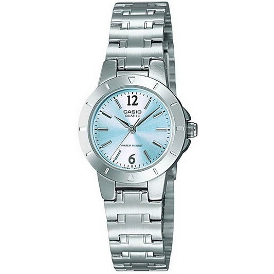 CASIO COLLECTION Mod. MINI LADY - LIGHT BLUE wristwatch, 3 ATM water resistant, stainless steel case and strap, quartz movement.