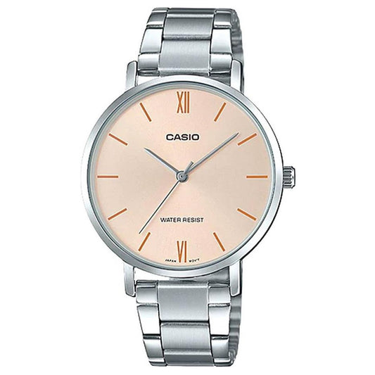 CASIO COLLECTION Mod. MINIMAL - ANTIQUE PINK wristwatch, stainless steel, water resistant 3 ATM, 34mm case, quartz movement, for ladies.