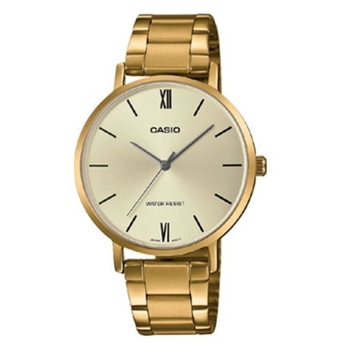 CASIO COLLECTION Mod. MINIMAL GOLD - GOLD wristwatch for ladies, 36mm SS IP gold case, splash proof, quartz movement, gold strap.