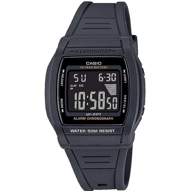 CASIO DIGITAL Mod. SPORT Bold dial. Led light. 10 Year battery wristwatch, unisex, water resistant with resin strap and multifunction quartz.