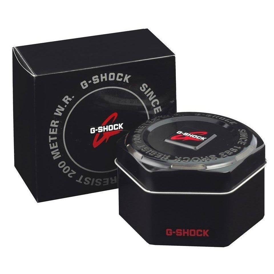 CASIO G-SHOCK MASTER OF G Mod. THE ORIGIN FUL METAL official packaging, 20 ATM water-resistant black box and tin case.