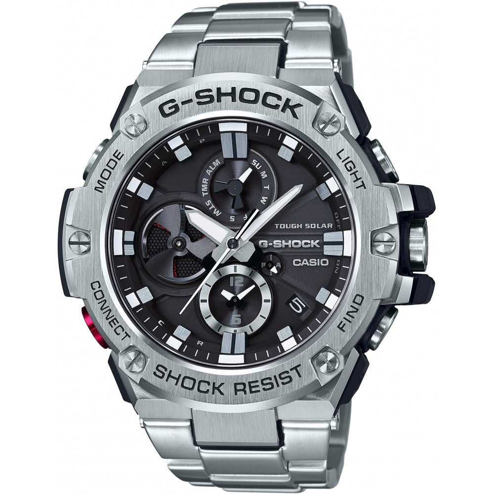 CASIO G-SHOCK WATCHES Mod. GST-B100D-1AER, water resistant solar wristwatch with stainless steel and resin case and mineral dial.