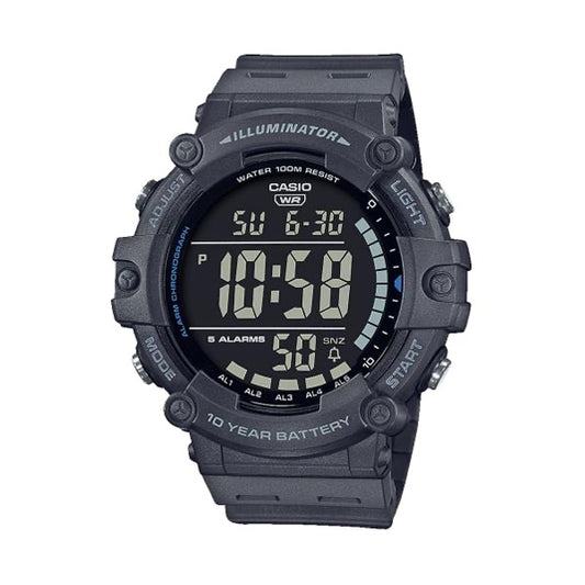 CASIO SPORT Mod. DIVER - ILLUMINATOR WORLDTIME 10 YEARS BATTERY black digital wristwatch with resin strap and 10 ATM water resistance.