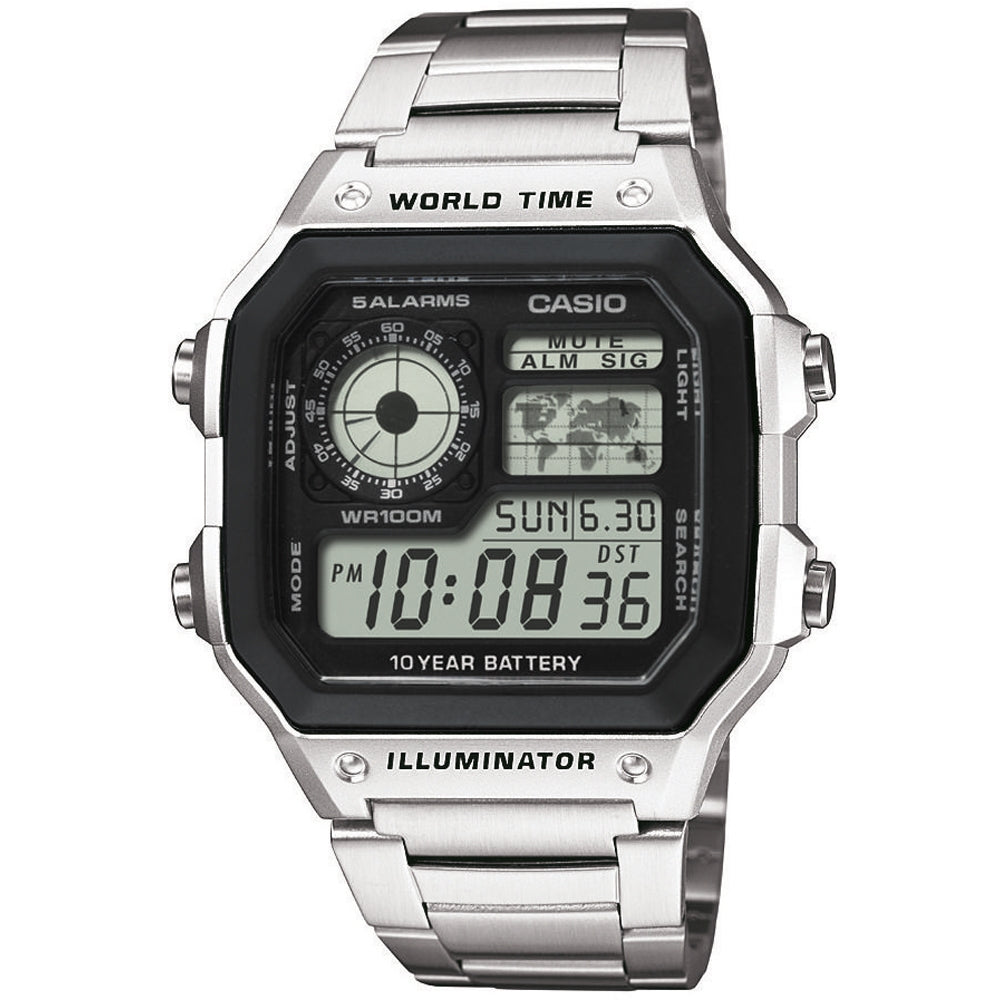 CASIO SPORT Mod. DIVER - WORLD TIME ILLUMINATOR 5 ALARMS - FUTURE CLASSIC COLLECTION - BLACK STEEL