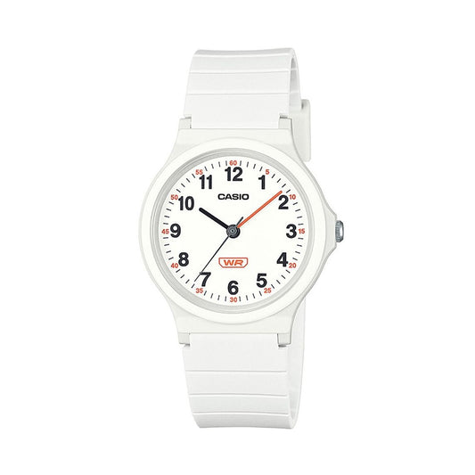 Alt Tag: CASIO TIMELESS COLLECTION Mod. POP - BIO RESIN STRAP - WHITE wristwatch with 3 ATM water resistance and quartz movement.