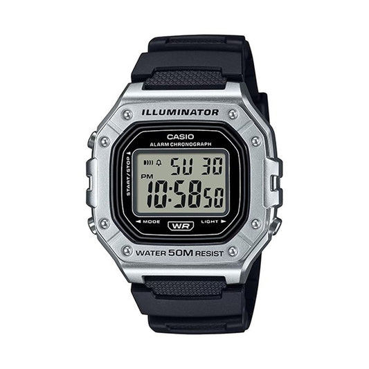 CASIO TIMELESS COLLECTION Mod. SPORT ILLUMINATOR WR 50M. ALARM. CHRONOGRAPH - SILVER - METAL SERIE