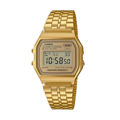CASIO VINTAGE Mod. ICONIC. GOLD - GOLD wristwatch with metal strap, 33mm resin case, multifunction quartz movement, official packaging