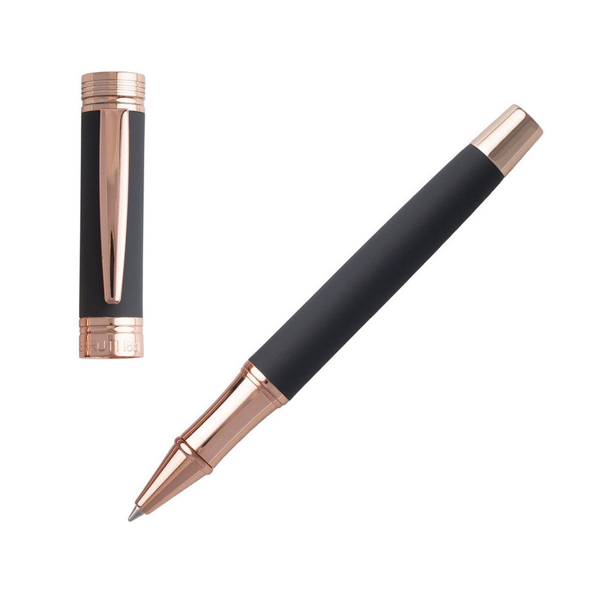 CERRUTI WRITING FASHION ACCESSORIES Mod. NSG9145N pen with gold trim and black body.