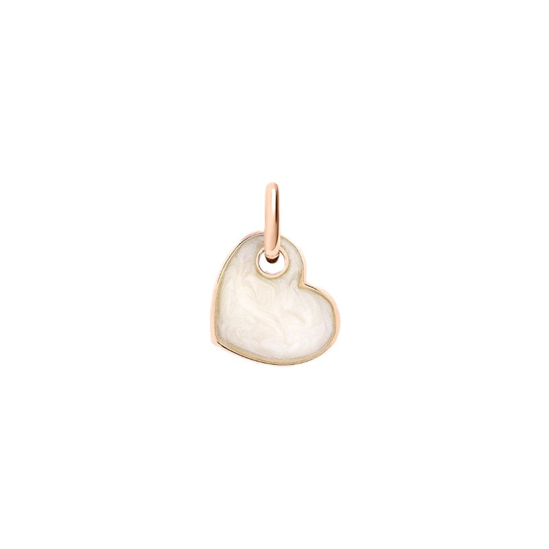 Heart-shaped pendant for CHARMS DODO MOD. DMC4011HEARTEPB9R in rose gold and ivory.