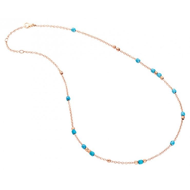 Elegant COLLANE DODO MOD. DCC1008GRANXCTU9R42 necklace with turquoise beads and gold chain.