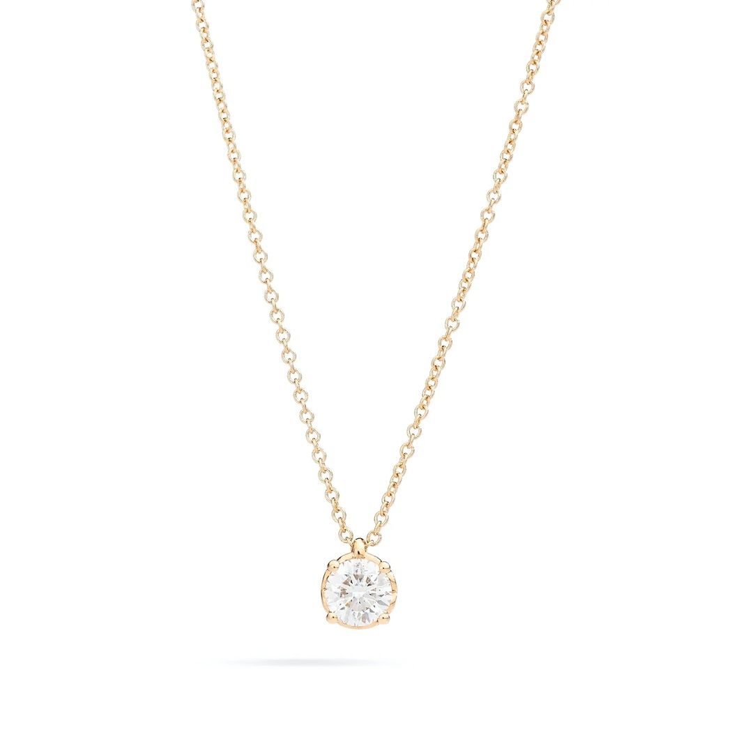 COLLANE RECARLO MOD. P01PX001_G037-45 gold necklace with diamond pendant on white background.