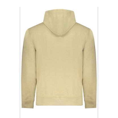 Calvin Klein Beige Cotton Men Sweater with hood and brushed finish showcasing eco-friendly fashion and iconic logo.