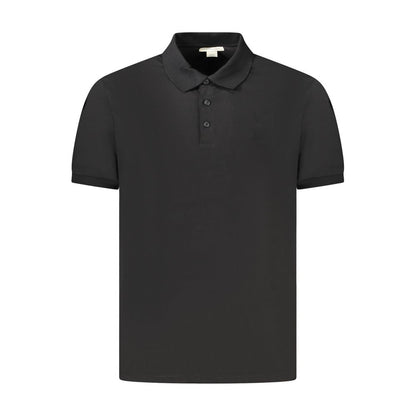 Calvin Klein Black Cotton Men Polo Shirt with short sleeves and embroidered logo, showcasing a classic fit and three-button placket.