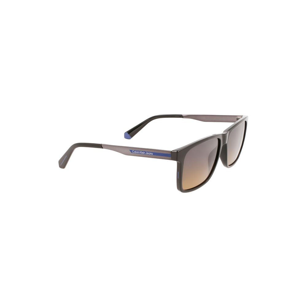 Calvin Klein Black Plastic Men Sunglass with sleek square frame and brown lenses