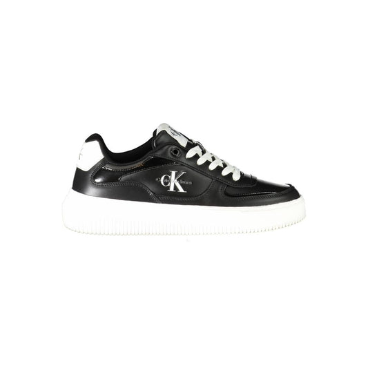 Calvin Klein Black Polyester Sneaker with contrast details, sports shoe design, logo print, made of recycled thermoplastic rubber.