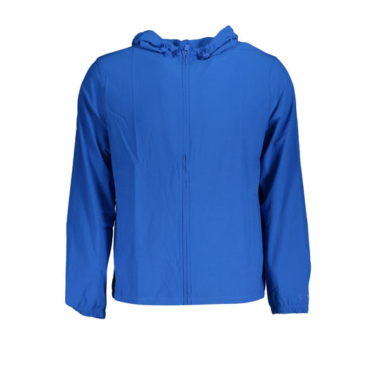 Calvin Klein Blue Polyester Men's Sport Jacket with hood and dual pockets, crafted for comfort, elegance, and performance.