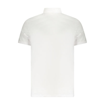 Calvin Klein White Cotton Men Polo Shirt, back view of classic fit with the iconic logo, perfect for a refined, sophisticated style.