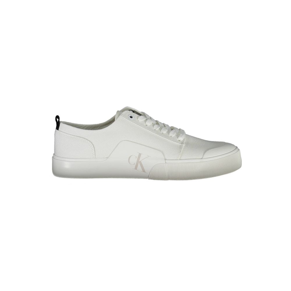 Calvin Klein White Cotton Men Sneaker featuring iconic logo and eco-friendly materials in sleek design