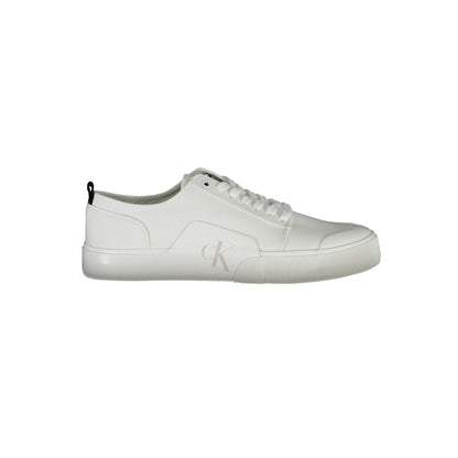 Calvin Klein White Cotton Men Sneaker featuring iconic logo and eco-friendly materials in sleek design