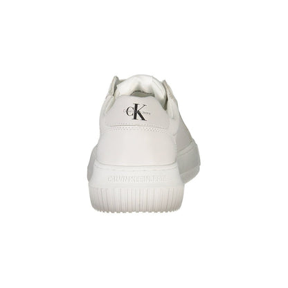 Calvin Klein White Polyester Women Sneaker with logo and recycled materials, offering comfort and style with removable footbed.