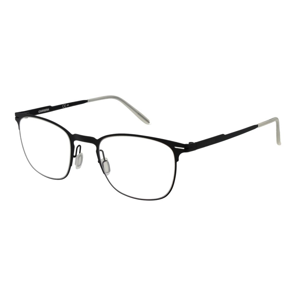 Carrera Black Men Glasses Frame, half-rim black metal, square lenses, 100% UVA&UVB protection, includes branded case.