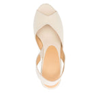 Castañer Castaner Flat shoes Ivory with slingback strap and braided raffia wedge heel, peep toe Brisa canvas espadrilles, heel 3.5 in/9 cm