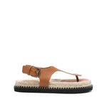 Castañer Castaner Sandals Leather Brown with buckle-fastening ankle strap and rubber sole, ideal for summer comfort and style.