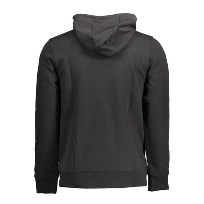 Cavalli Class Black Cotton Men Sweater with hood and back view showcasing sleek design and luxury details
