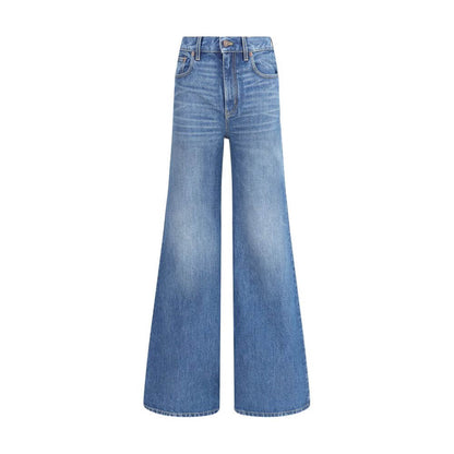 Chloé Blue Cotton Flared Jeans with high waist and classic five-pocket design for a timeless and elegant silhouette.