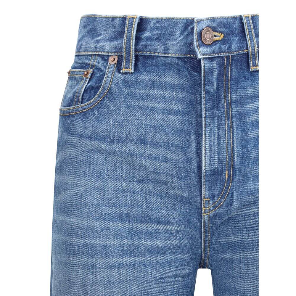 Chloé Blue Cotton Flared Jeans showcasing high waist and five-pocket design